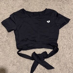 Elegant Black Tie-Front Crop Top